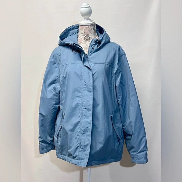 EDDIE BAUER Women's Cadet blue fleece lined windbreaker jacket size XL. - Picture 2 of 12